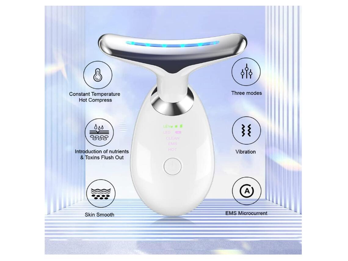 Masajeador facial EMS Brisea en color blanco. Funciones