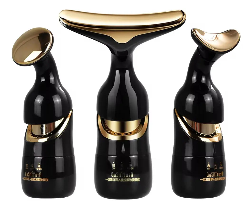  Masajeador facial Brisea 3 en 1 con cabezales para rostro, cuello y contorno de ojos
