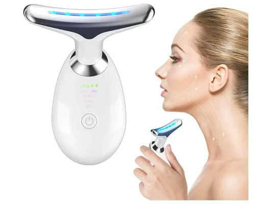 Masajeador facial EMS Brisea en color blanco con luz LED encendida